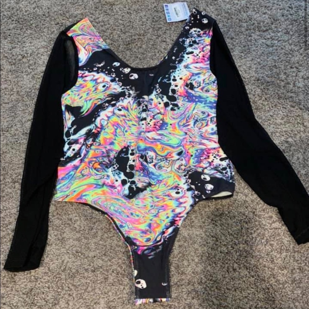 Freedom rave wear acid sky mesh it out body suit